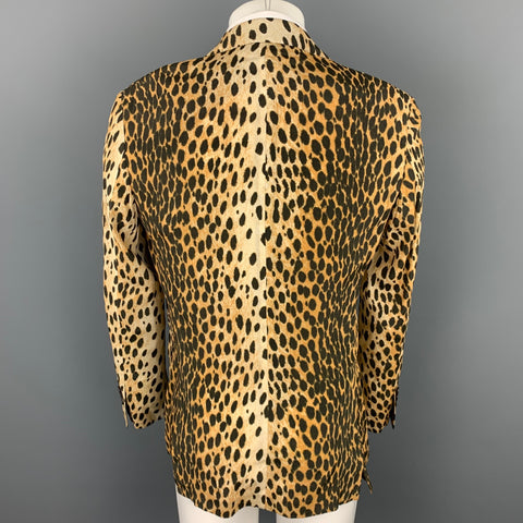 R13 Size L Tan Animal Print Viscose Notch Lapel Sport Coat