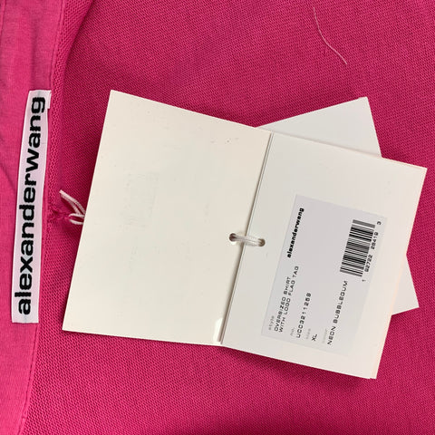 ALEXANDER WANG Size XL Pink Solid Cotton Oversized Long Sleeve Shirt