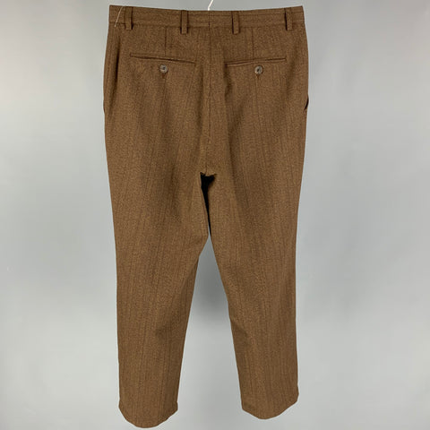DRIES VAN NOTEN Size 32 Brown Burgundy Stripe Wool Blend Flat Front Casual Pants
