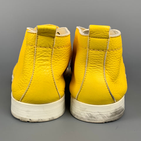 JIMMY CHOO Size 10 Yellow & White Leather Lace Up Chukka Boots
