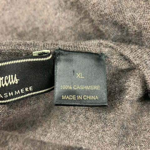 NEIMAN MARCUS Size XL Brown Cashmere Crew-Neck Pullover
