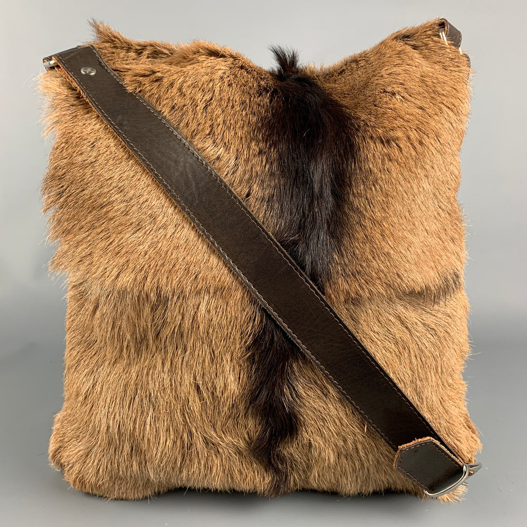 MAISON MARGIELA Beige & Brown Leather Animal Hide Shoulder Bag