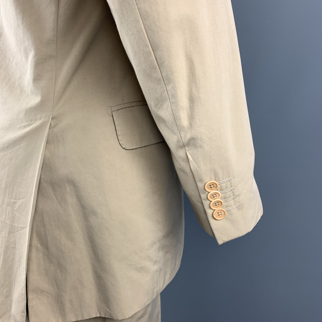 LUCIANO BARBERA 38 Regular Khaki Cotton Suit