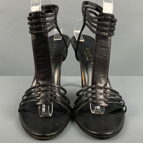 GUCCI Taille 9 Sandales à bride en cuir noir