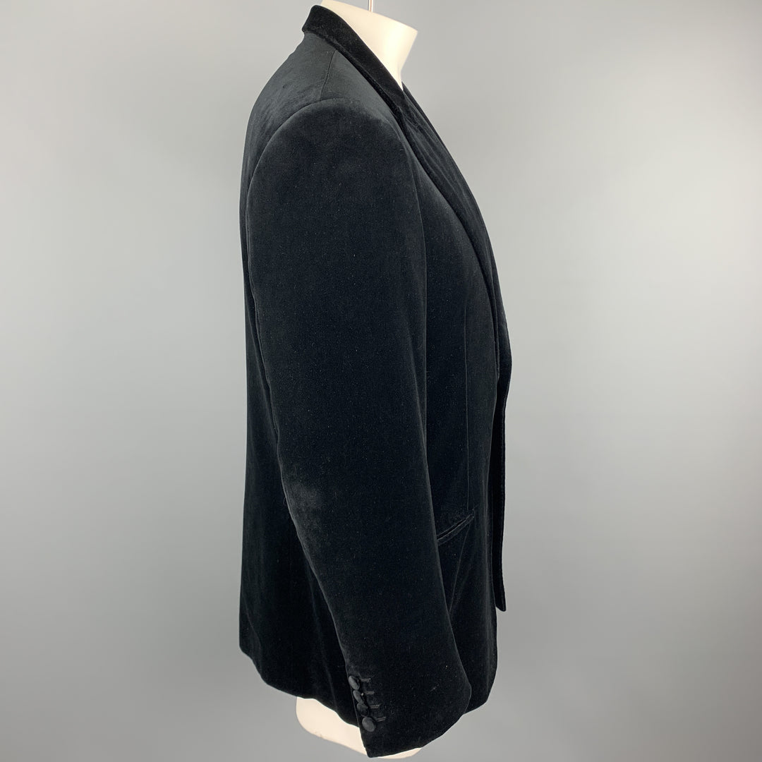 BRIONI Taille 44 Manteau de sport à revers en coton bicolore noir régulier