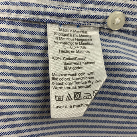 J.CREW Size M Blue White Stripe Cotton Oxford Long Sleeve Shirt