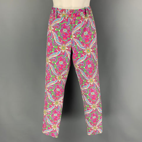RALPH LAUREN Blue Label Talla 8 Pantalones casuales de algodón multicolor rosa