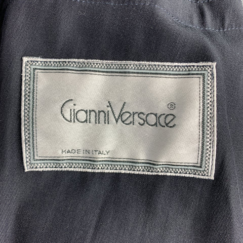 GIANNI VERSACE 1980s Size M Navy Side Zip Long Sleeve Blazer Dress