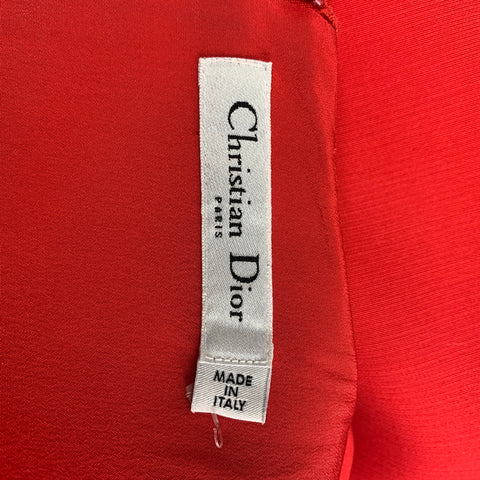 CHRISTIAN DIOR Taille 8 Robe trapèze rouge en soie/laine longueur genou
