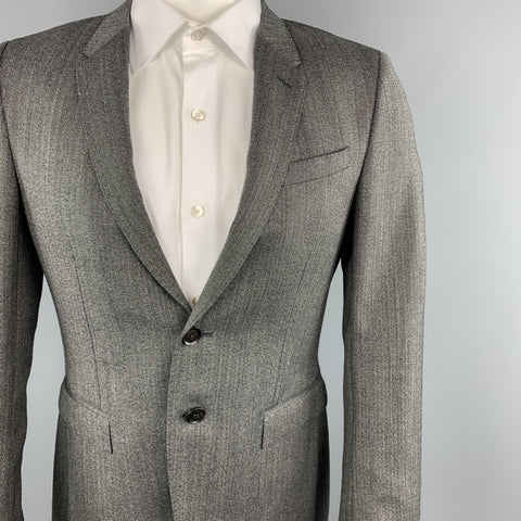 BURBERRY PRORSUM 40 Grey Herringbone Wool 32 x 32 Notch Lapel  Suit