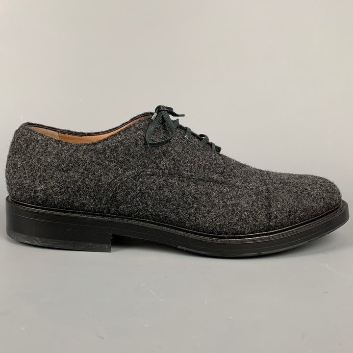 GIORGIO ARMANI Size 10.5 Charcoal Textured Wool Lace Up Shoes