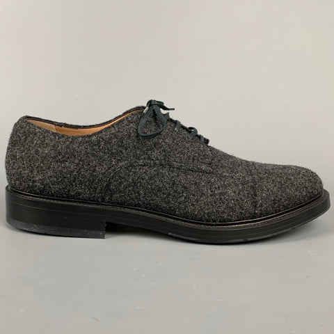 GIORGIO ARMANI Taille 10,5 Chaussures à lacets en laine texturée charbon de bois