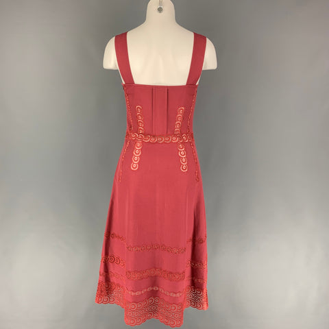 MARC JACOBS Vestido evasé con ojales de algodón frambuesa talla 6