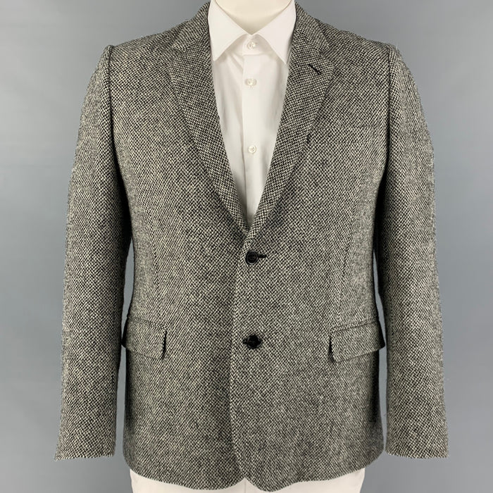 SAINT LAURENT Size M Grey Heather Virgin Wool Notch Lapel Sport Coat