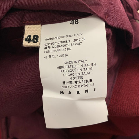 MARNI Size 32 Burgundy Wool Button Fly Shorts