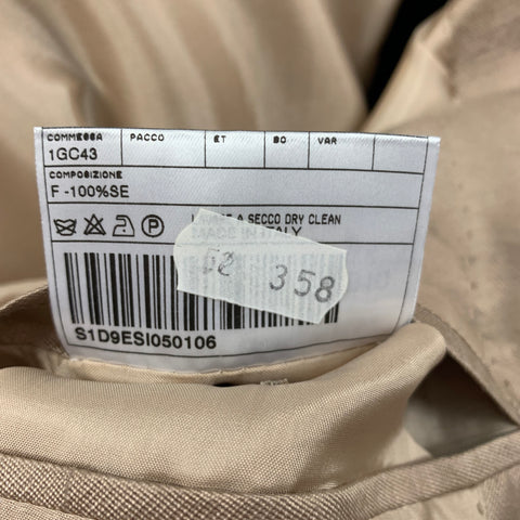 TONELLO Size 42 Gold Textured Silk Notch Lapel Suit