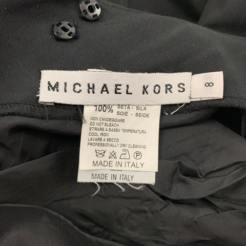 MICHAEL KORS Size 8 Black Silk Train Long Skirt