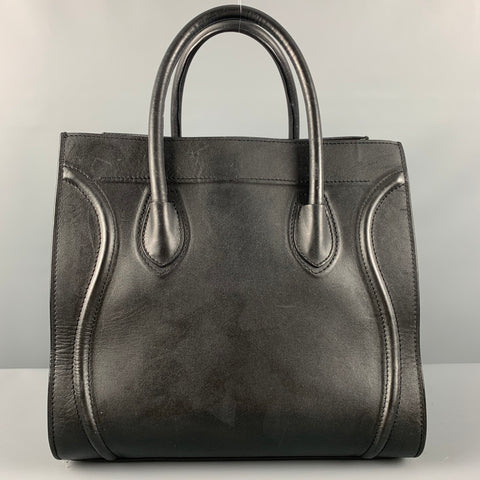 CELINE Sac à main en cuir noir Sac à main