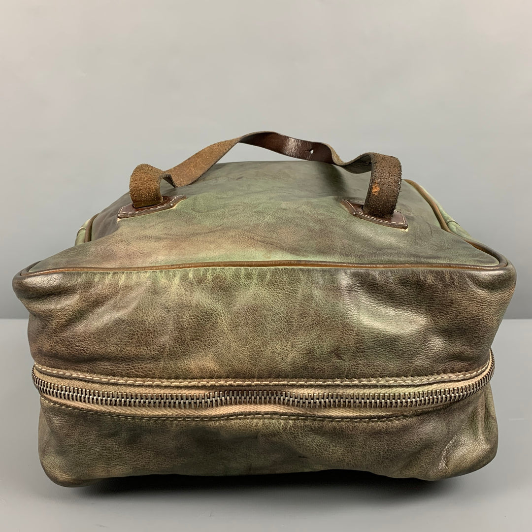 Bolso NUMERO 10 de piel desgastada gris verde