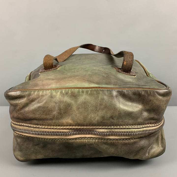 Bolso NUMERO 10 de piel desgastada gris verde