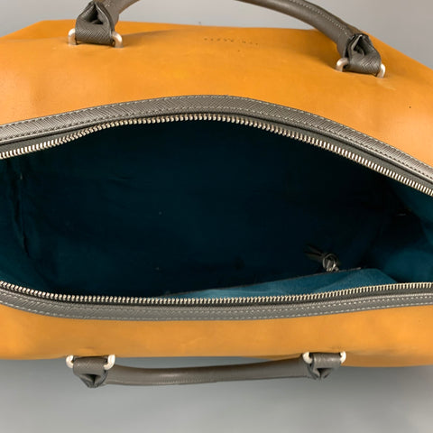 TED BAKER Beige Taupe Color Block Leather Overnight Bags