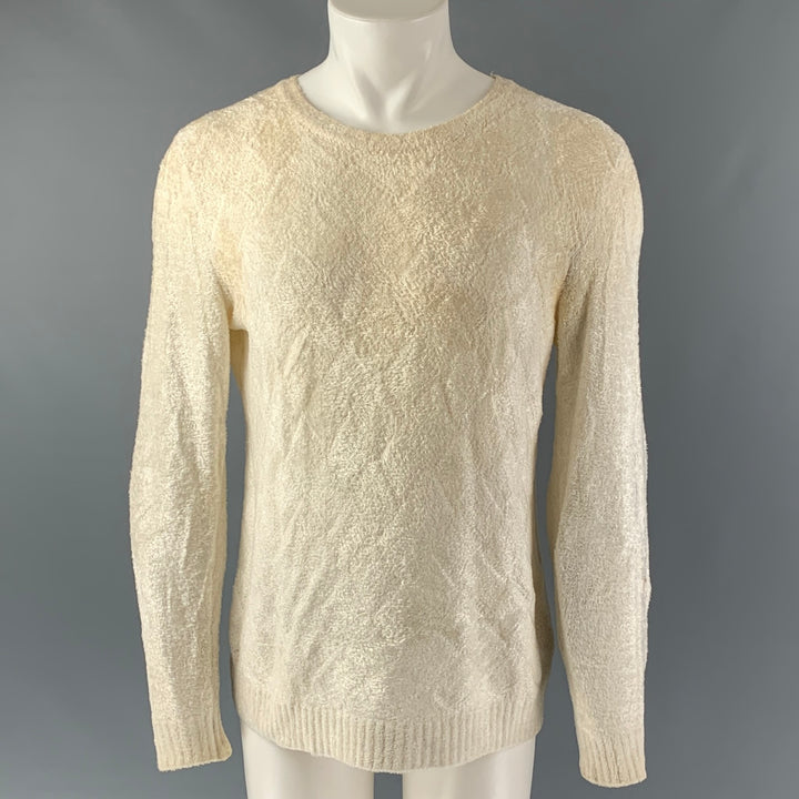 EMPORIO ARMANI Taille XS Pull à col rond en mélange de viscose blanc cassé