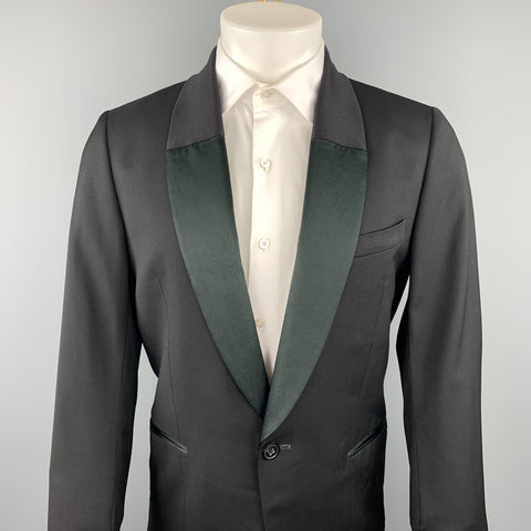 PAUL SMITH Size 38 Black Wool Blend Shawl Collar Sport Coat