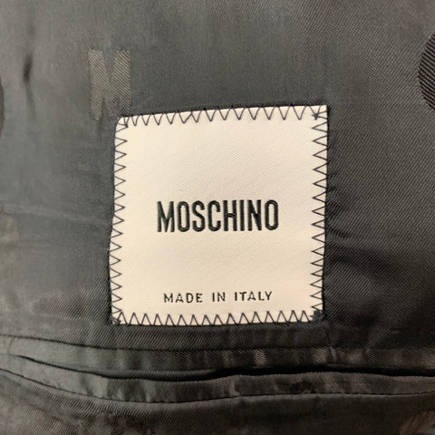 MOSCHINO Size 46 Black Solid Polyamide-Blend Notch Lapel Tuxedo