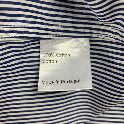 GOODS Taille M Chemise à manches longues boutonnée en coton à rayures blanches marine