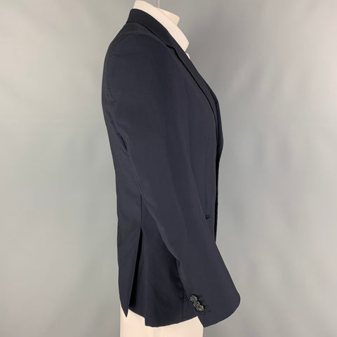 PRADA Size 42 Navy Wool Mohair Single Breasted Sport Coat