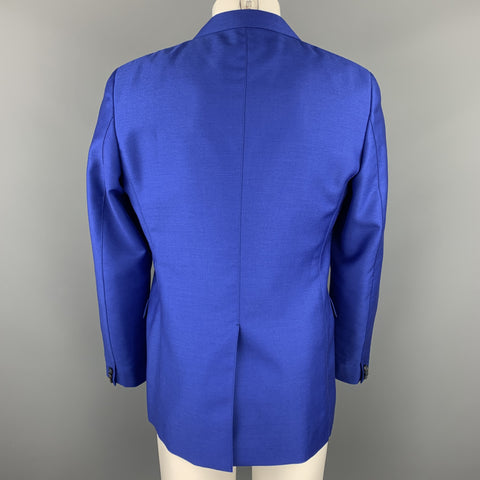 JIL SANDER Size 42 Royal Blue Wool / Mohair Notch Lapel Sport Coat