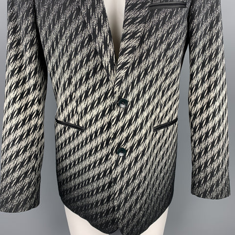JUST CAVALLI Size 42 Black & White Ombre Houndstooth Notch Lapel Sport Coat