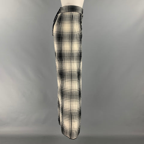MARC JACOBS Taille 4 Pantalon décontracté marin à carreaux en coton blanc noir