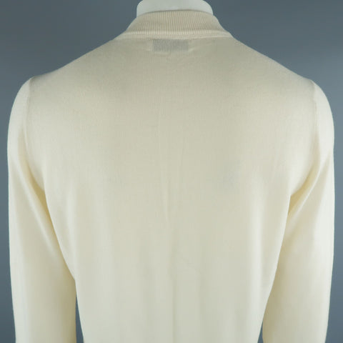 BRUNELLO CUCINELLI Size 44 Beige Cable Knit Cashmere Henley Sweater