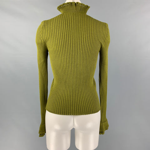 GUY LAROCHE Size M Green Wool Ribbed Long Sleeve Pullover