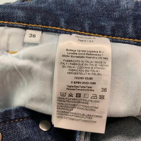 BOTTEGA VENETA Size 0 Blue Cotton Cropped Jeans