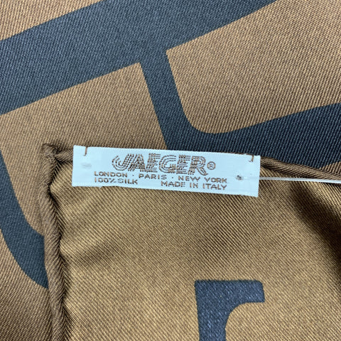 JAEGER Brown & Black Print Silk Scarf