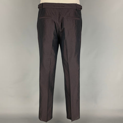 BURBERRY PRORSUM Spring 2008 Size 38 Regular Plum Stripe Cotton / Silk Suit