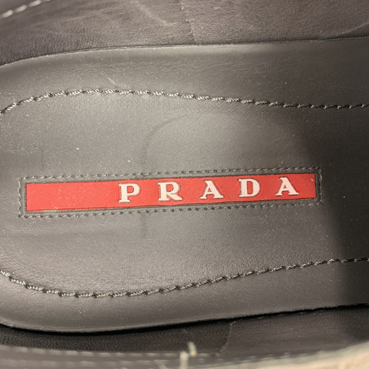 PRADA Size 9.5 Grey Suede Braided Midsole Lace Up Sneakers