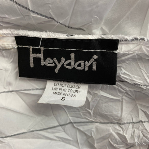HEYDARI Size S White & Black Stripe Wrinkled Polyester T-shirt