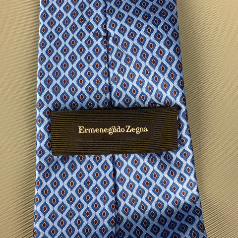 ERMENEGILDO ZEGNA Blue Red Squares Silk Tie