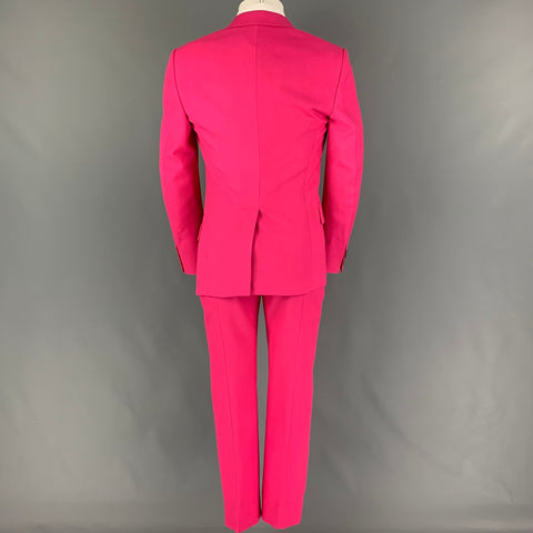 ALEXANDER MCQUEEN Size 36 Pink Wool Peak Lapel Asymmetric Suit