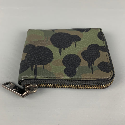 COACH Green Black Camouflage Leather Wallet