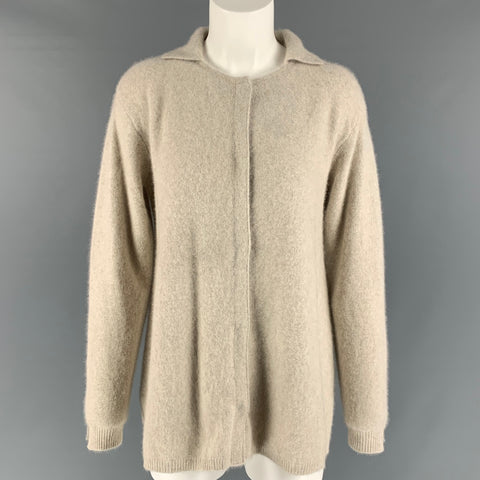 JARBO Size S Oatmeal Wool Blend Solid Hidden Snaps Cardigan