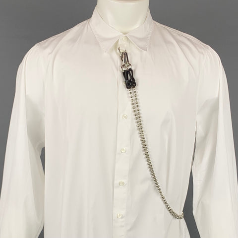 DSQUARED2 Size S White Applique Cotton Button Up Long Sleeve Shirt