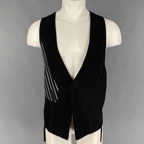 CEDRIC JACQUEMYN Size 36 Black White Stripe Ramie Linen Vest