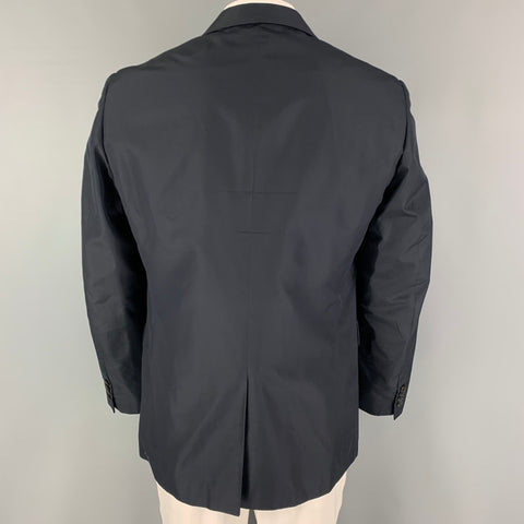 PRADA Size 42 Regular Black Silk Single Breasted Sport Coat