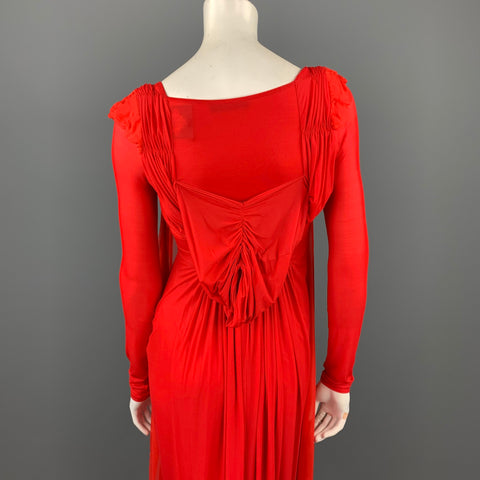 DONNA KARAN Vestido de noche drapeado en mezcla de cupro rojo talla XS