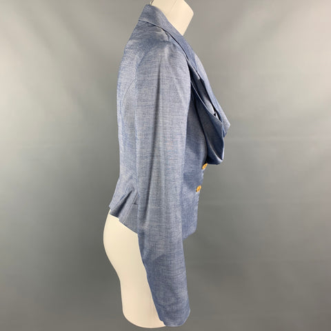 VIVIENNE WESTWOOD RED LABEL Size 6 Blue Wool Blend Ruffle Jacket