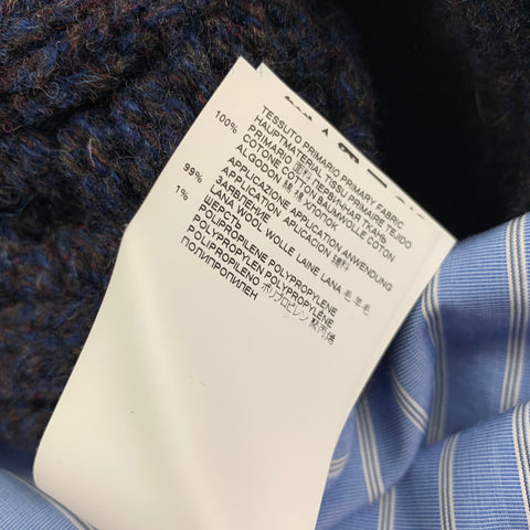 MAISON MARGIELA Size 4 Blue & Navy Cotton / Wool Knitted Pullover